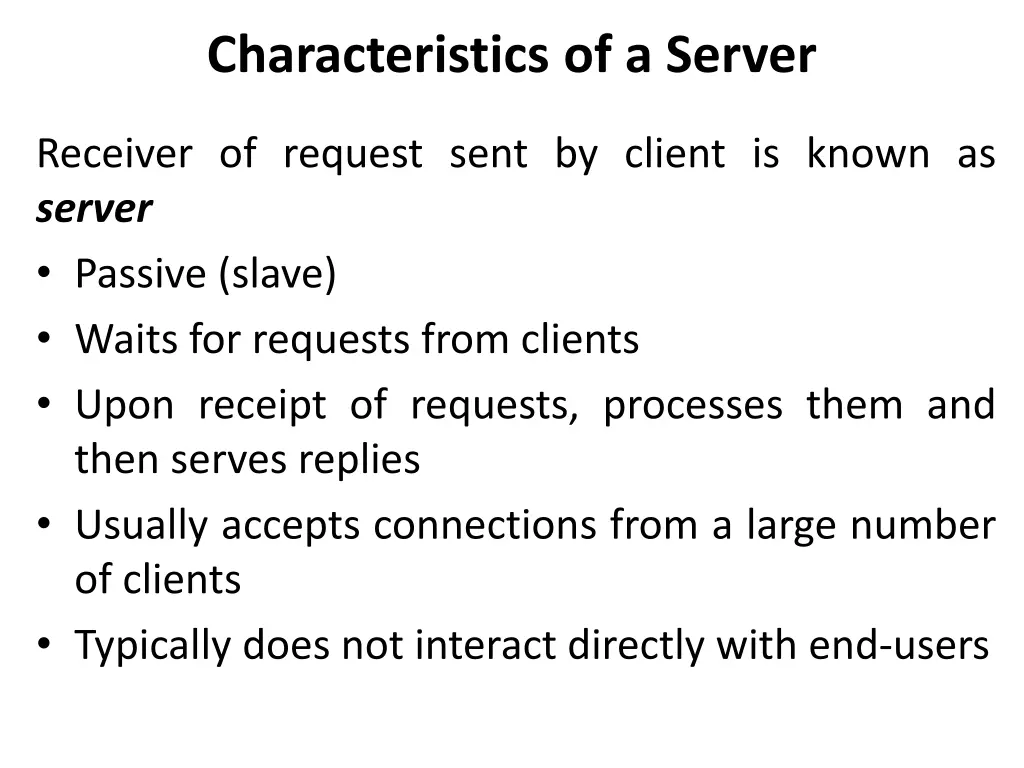 characteristics of a server