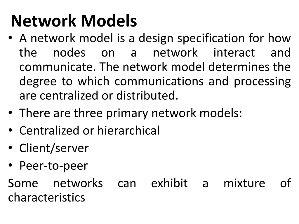 network models a network model is a design