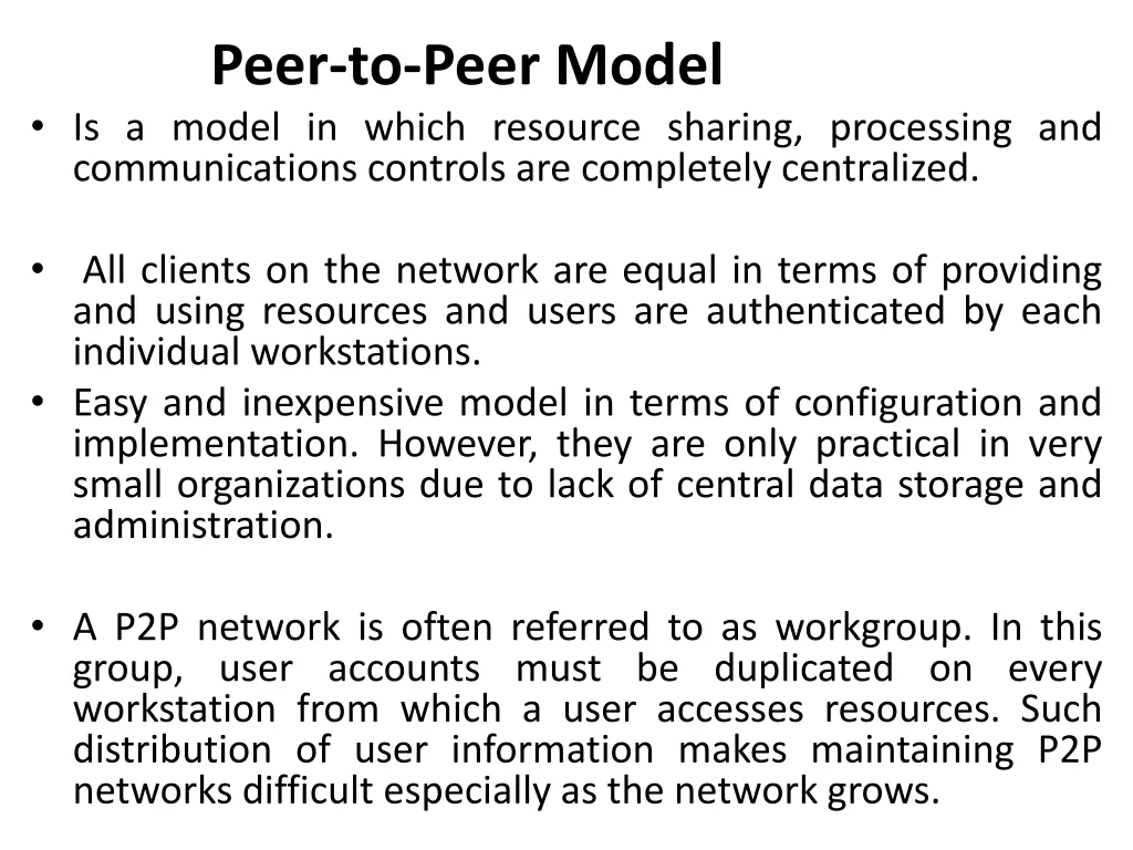 peer to peer model is a model in which resource