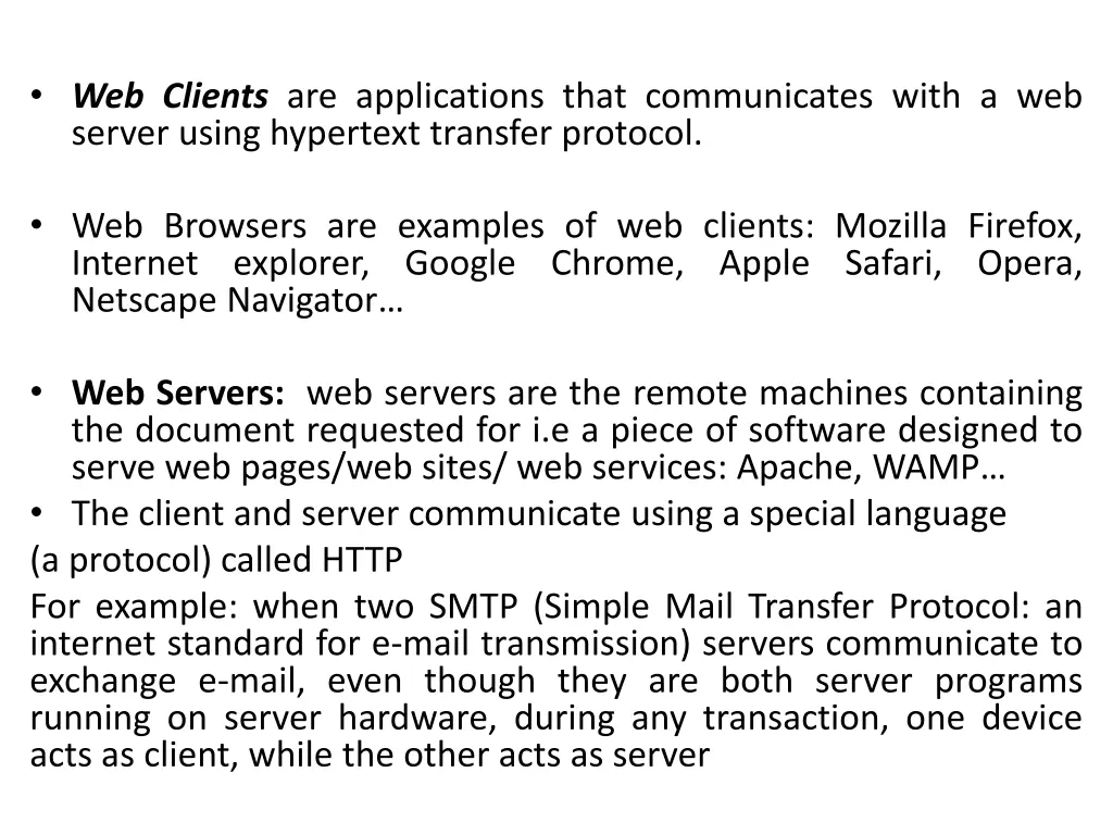 web clients are applications that communicates