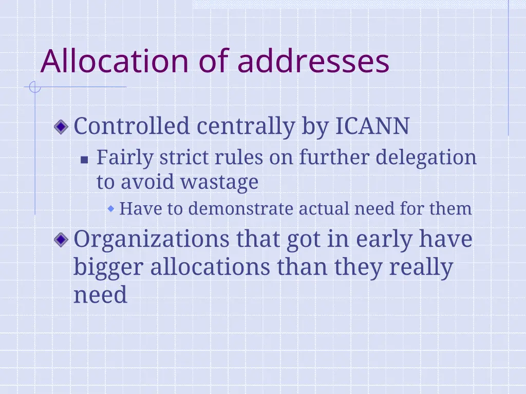 allocation of addresses