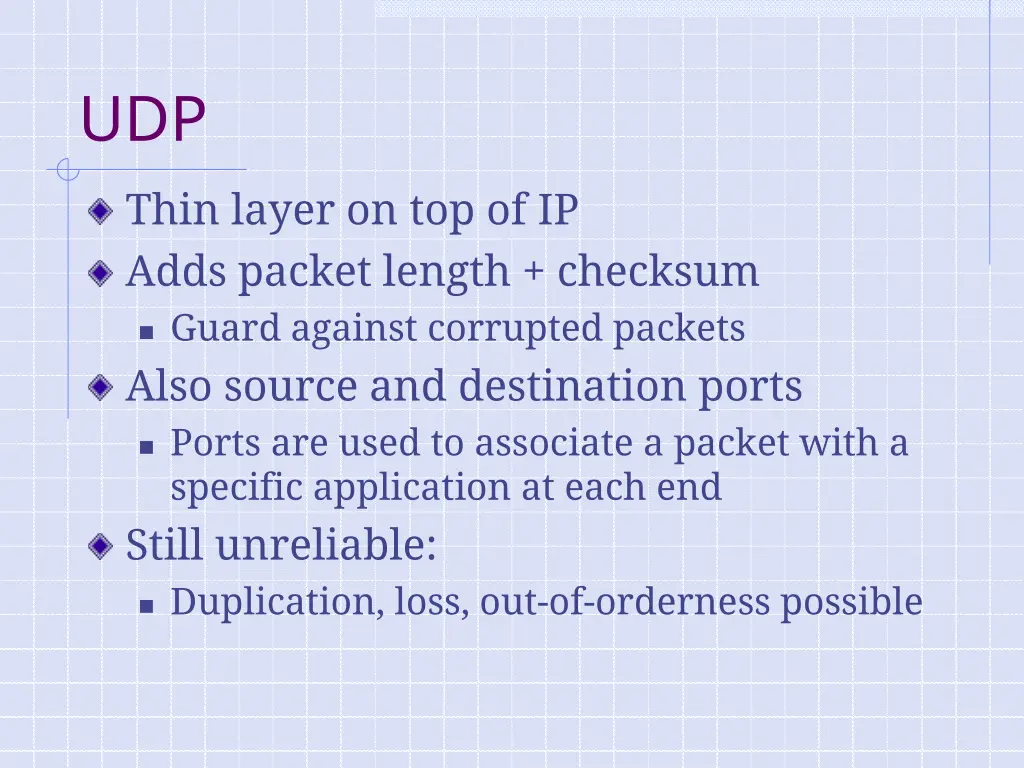 udp thin layer on top of ip adds packet length