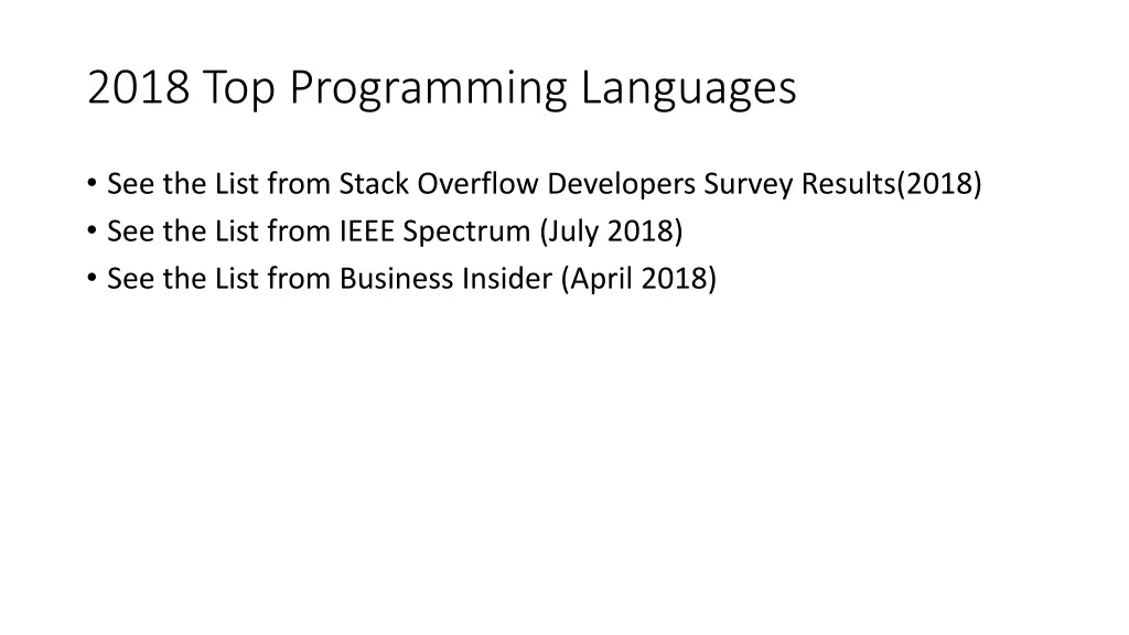 2018 top programming languages