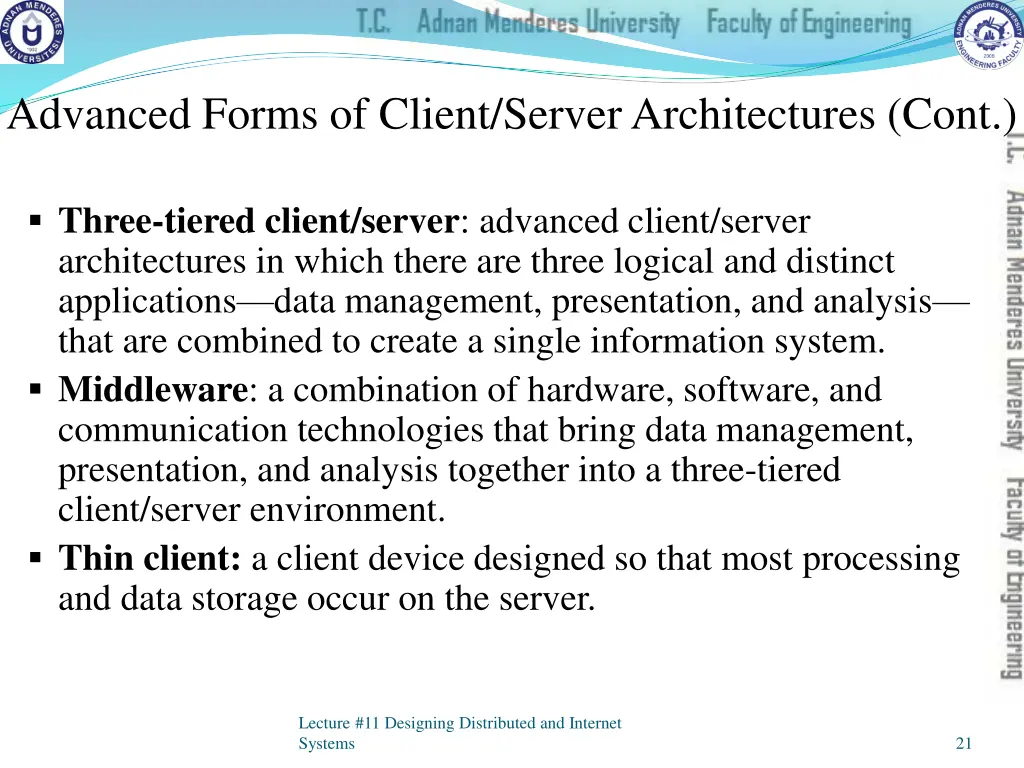 advanced forms of client server architectures cont 1