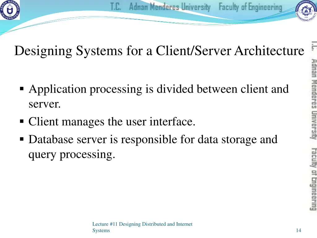 designing systems for a client server architecture 1