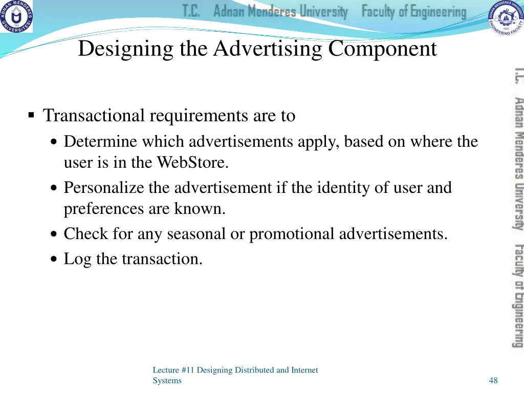 designing the advertising component