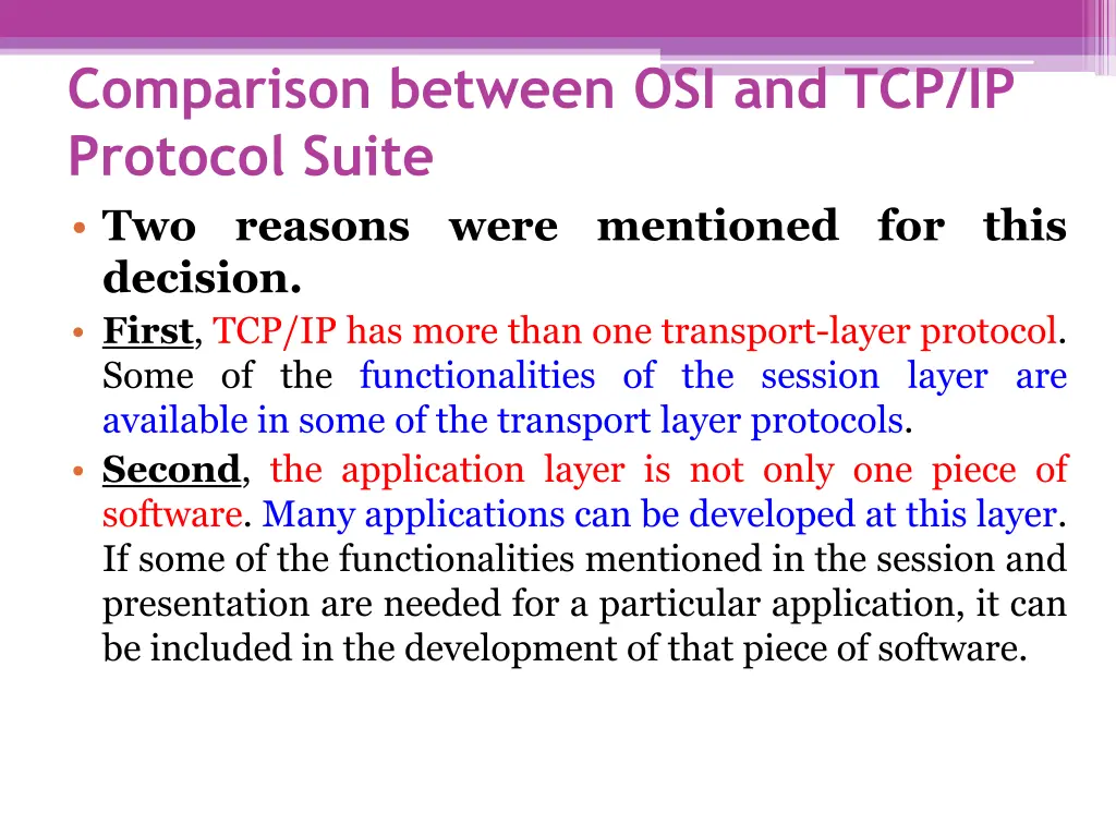 comparison between osi and tcp ip protocol suite 1