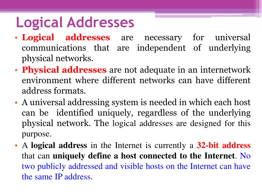 logical addresses