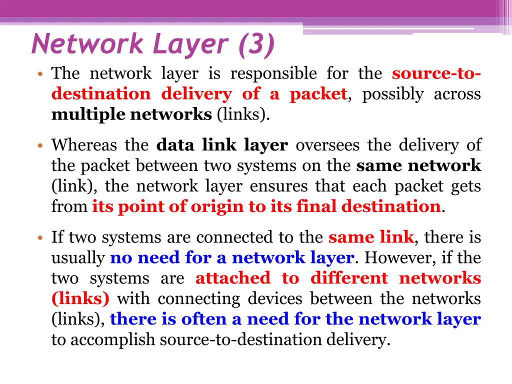 network layer 3 the network layer is responsible