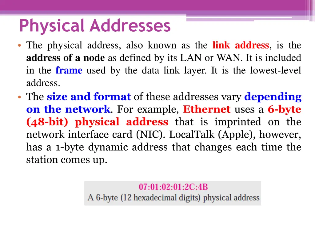 physical addresses