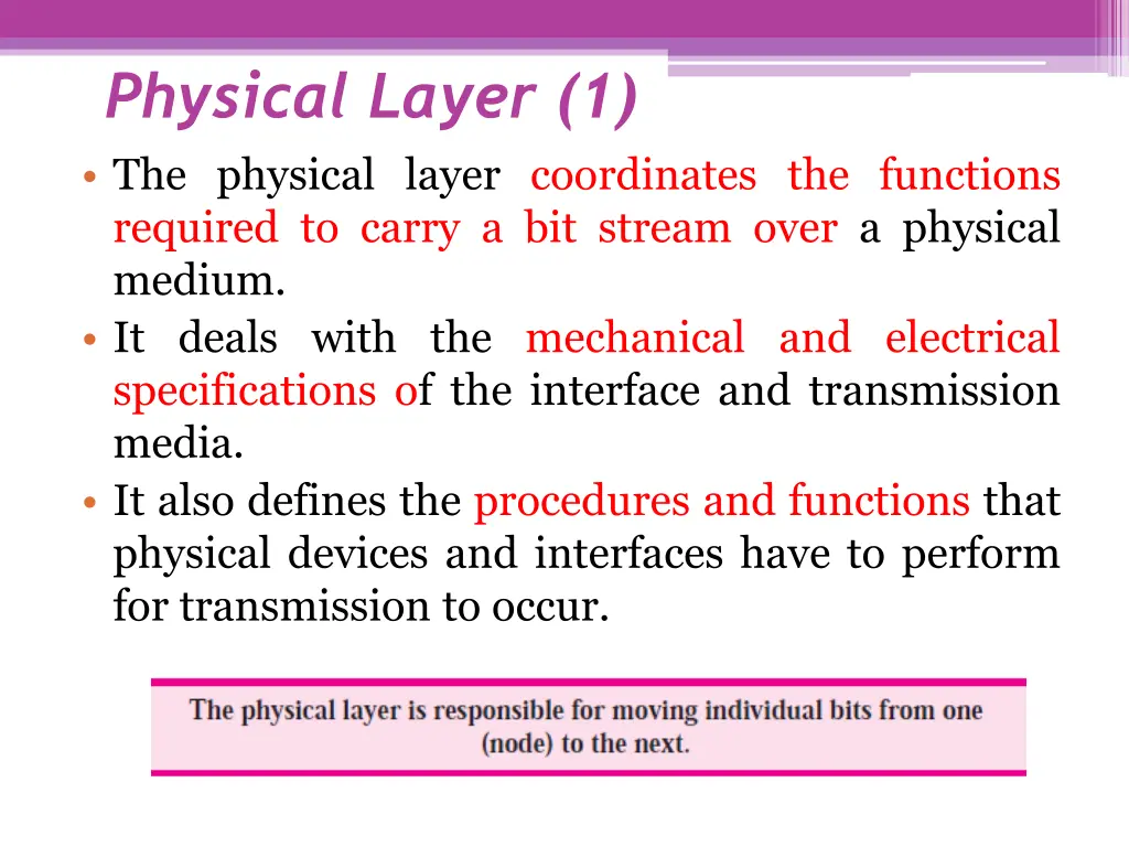 physical layer 1 the physical layer coordinates