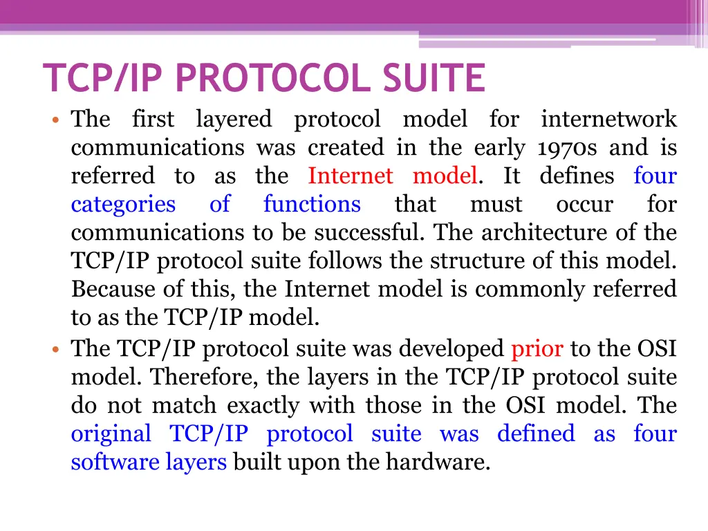 tcp ip protocol suite the first layered