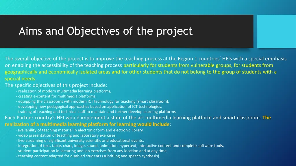 aims and objectives of the project