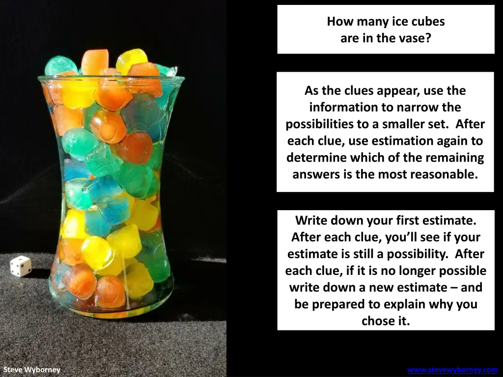 how many ice cubes are in the vase 2