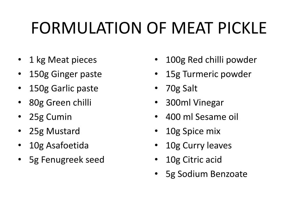 formulation of meat pickle