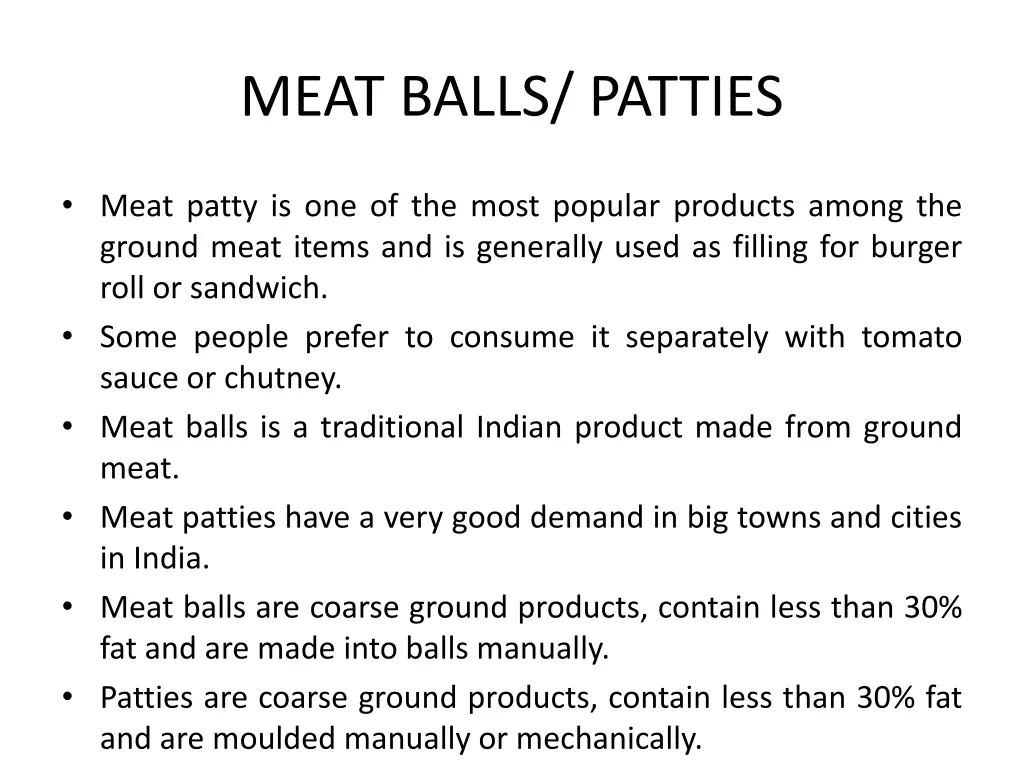 meat balls patties