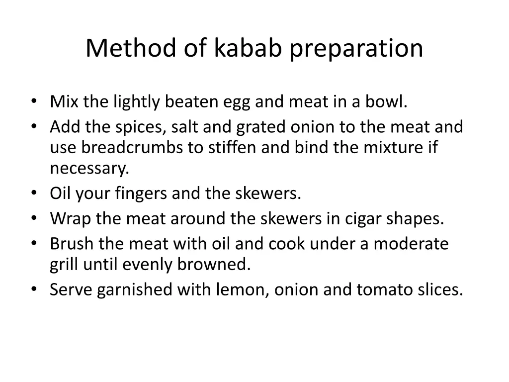 method of kabab preparation