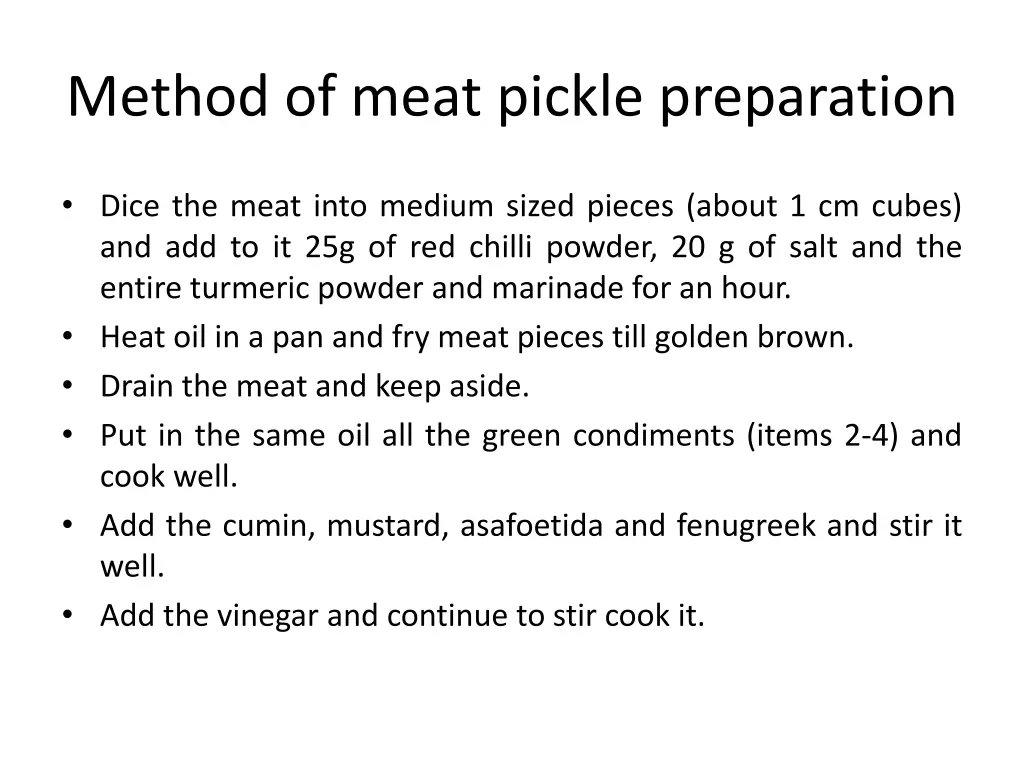 method of meat pickle preparation