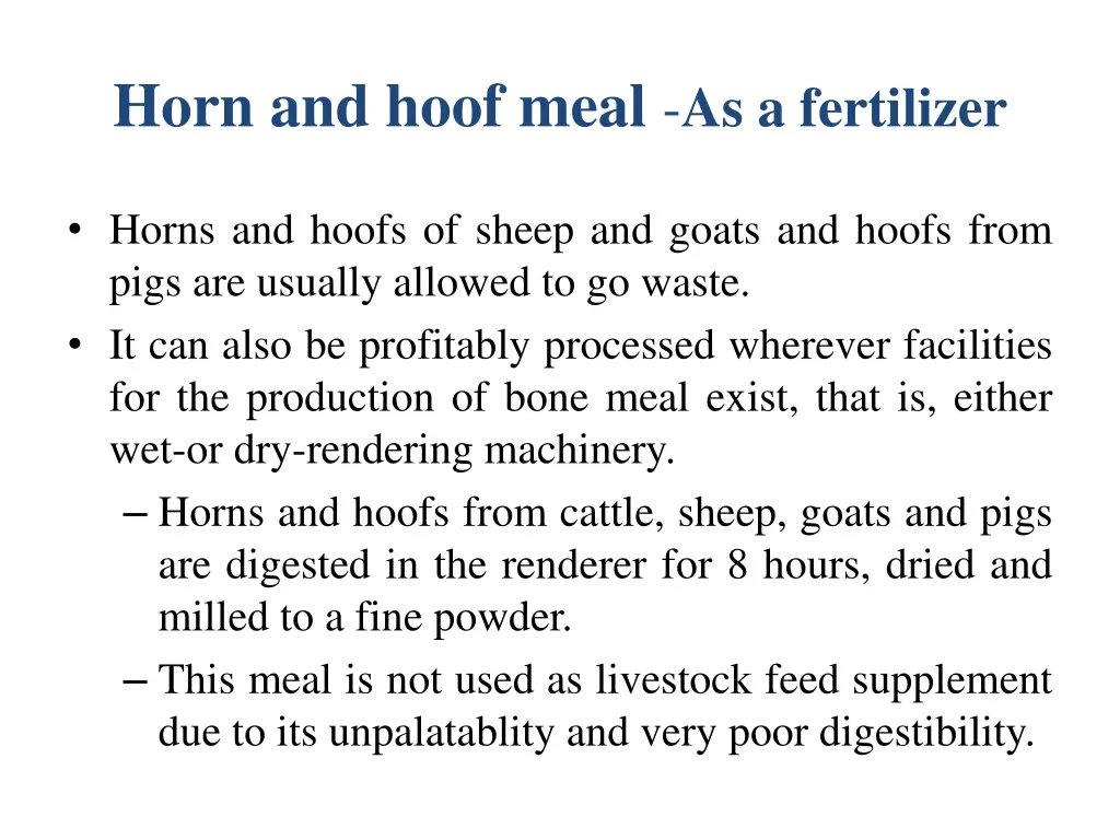 horn and hoof meal as a fertilizer