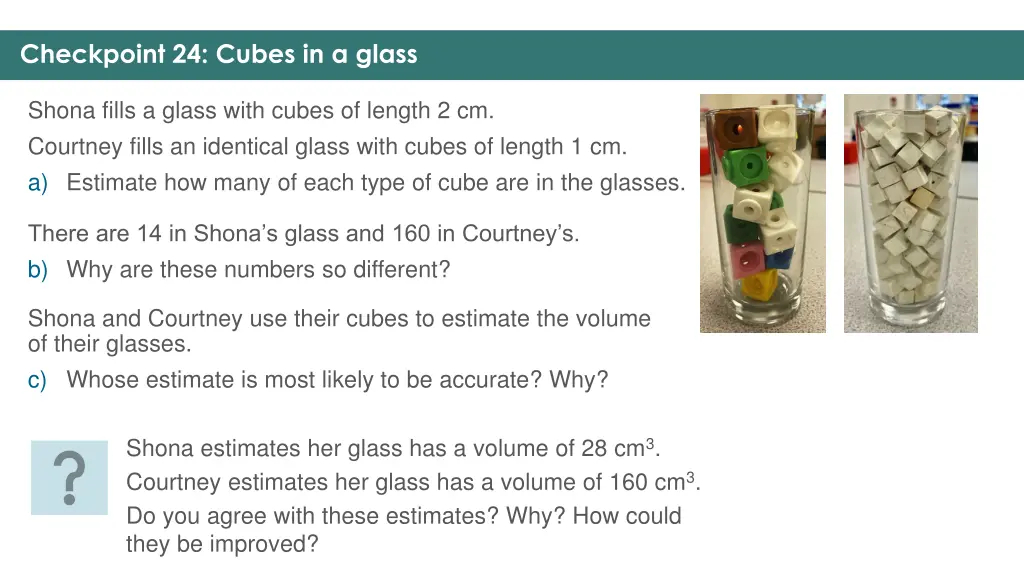 checkpoint 24 cubes in a glass