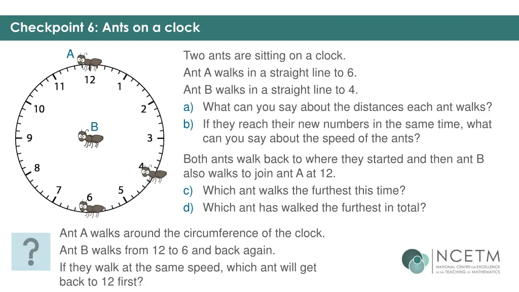 checkpoint 6 ants on a clock