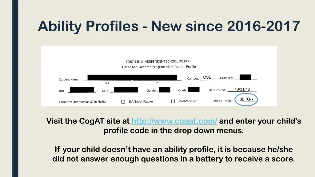 ability profiles new since 2016 2017