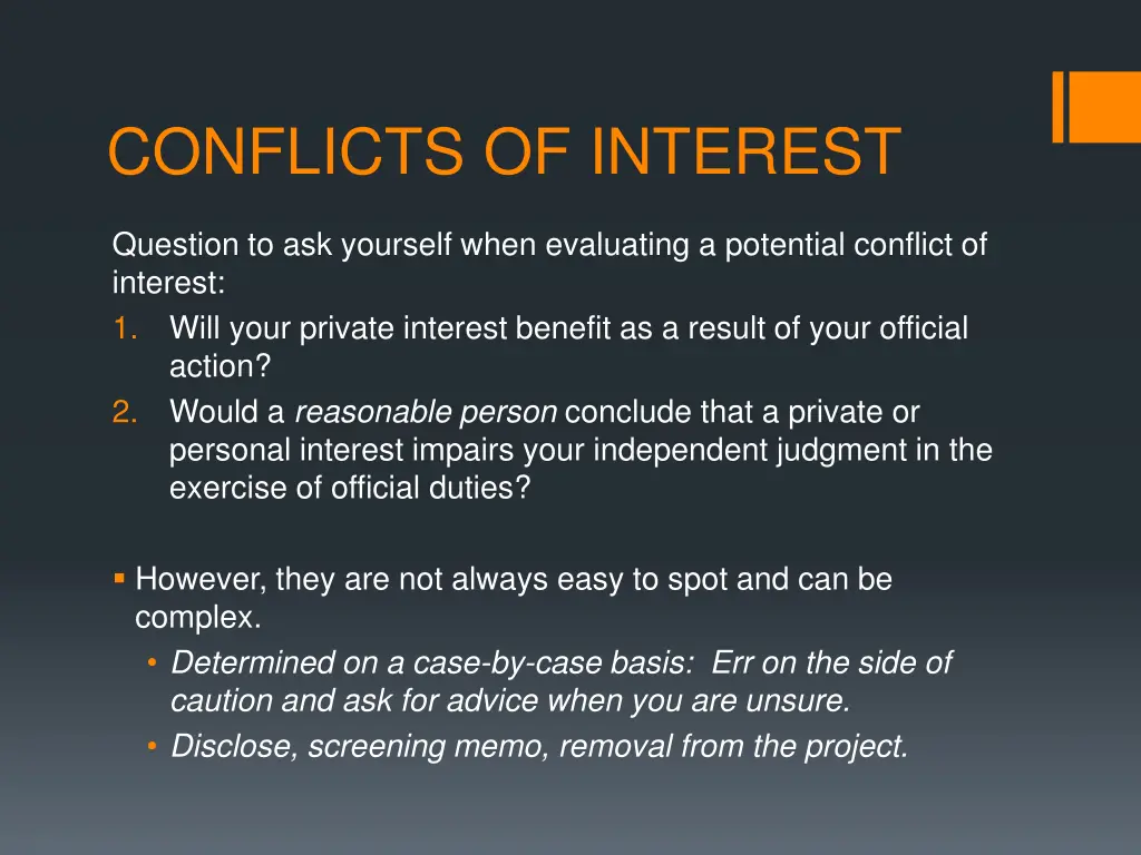 conflicts of interest