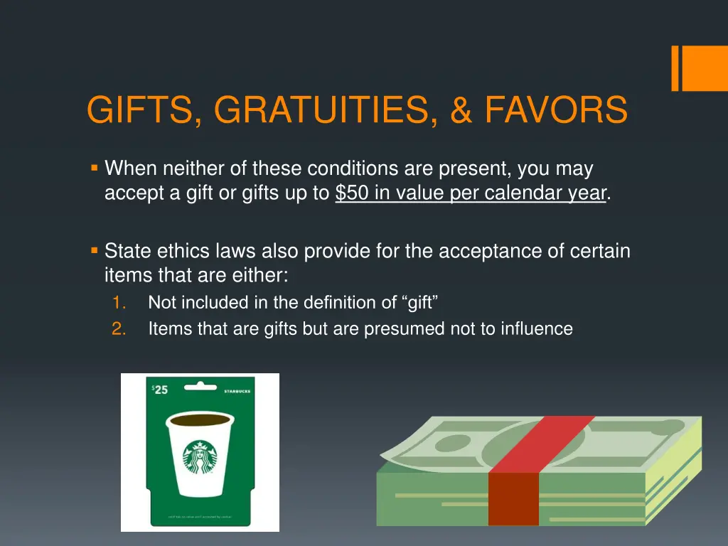 gifts gratuities favors