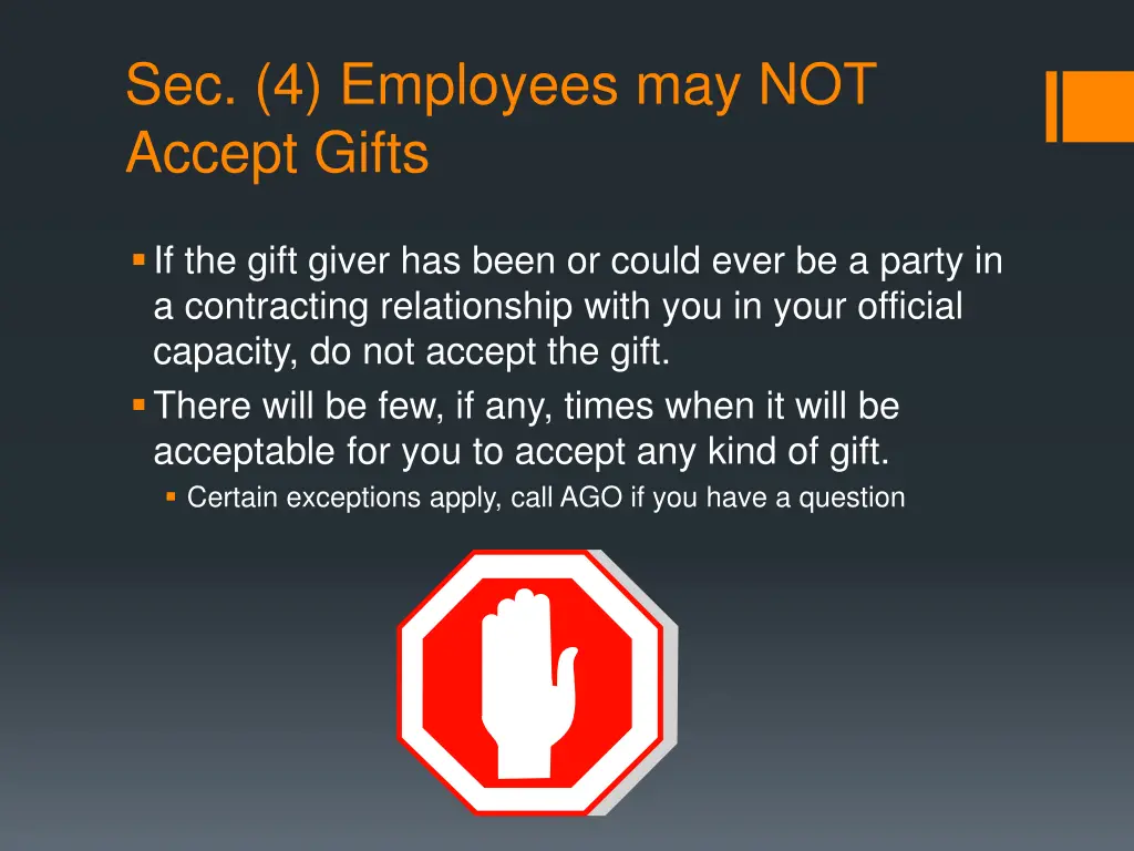 sec 4 employees may not accept gifts