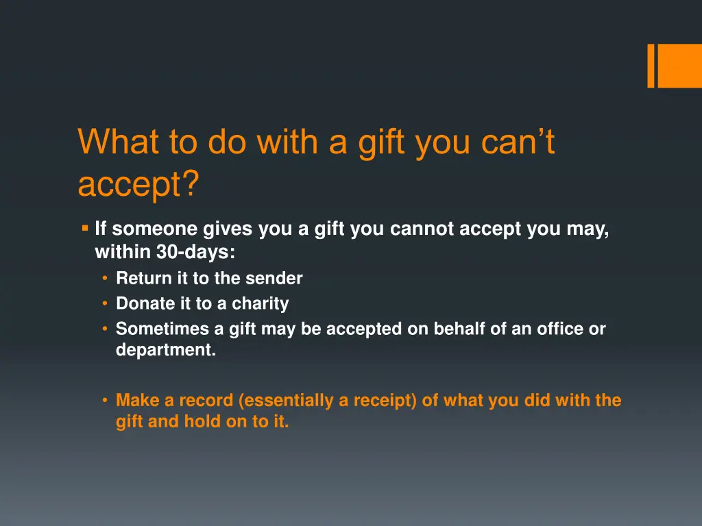 what to do with a gift you can t accept