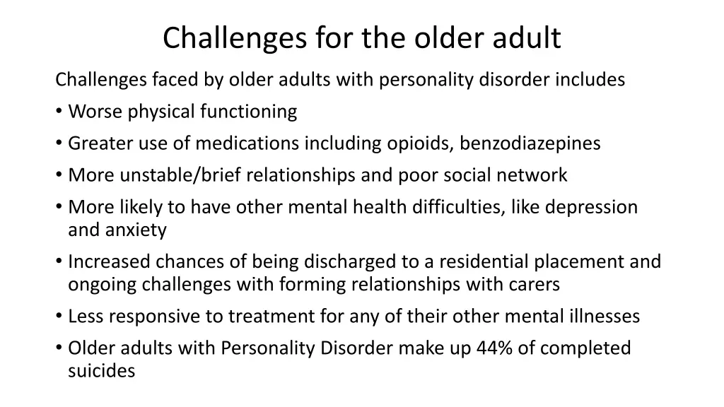 challenges for the older adult