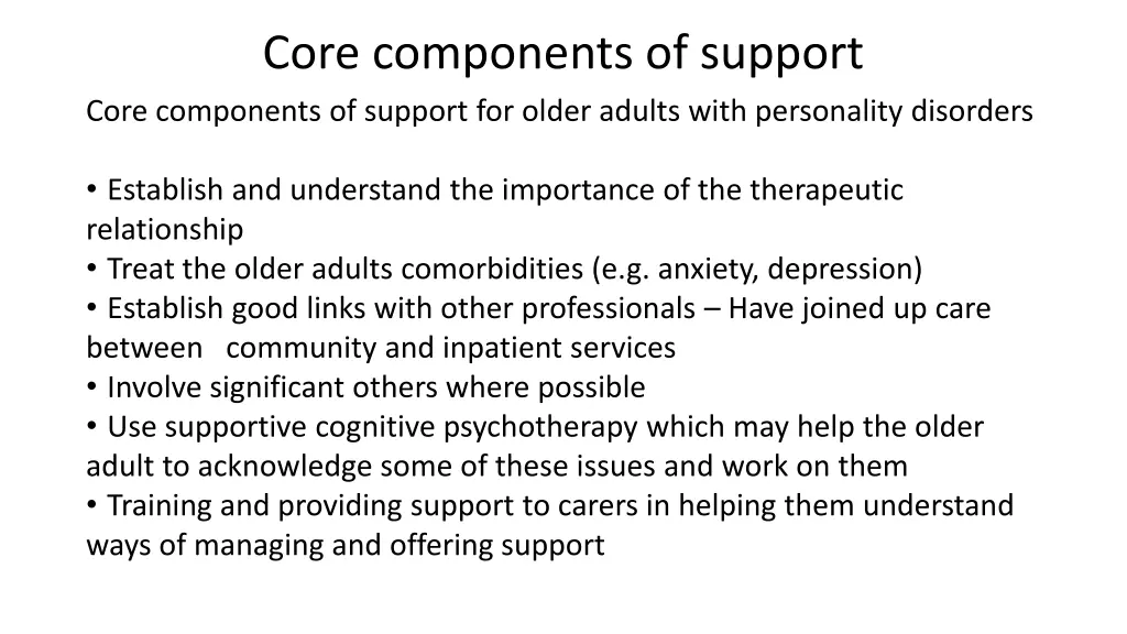 core components of support core components