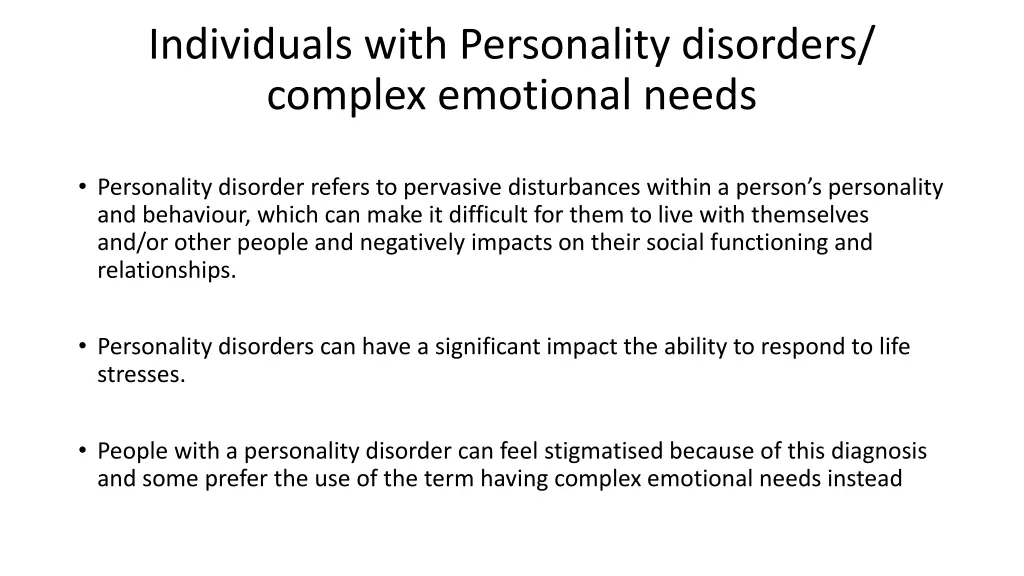 individuals with personality disorders complex