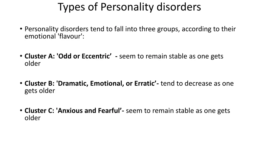 types of personality disorders