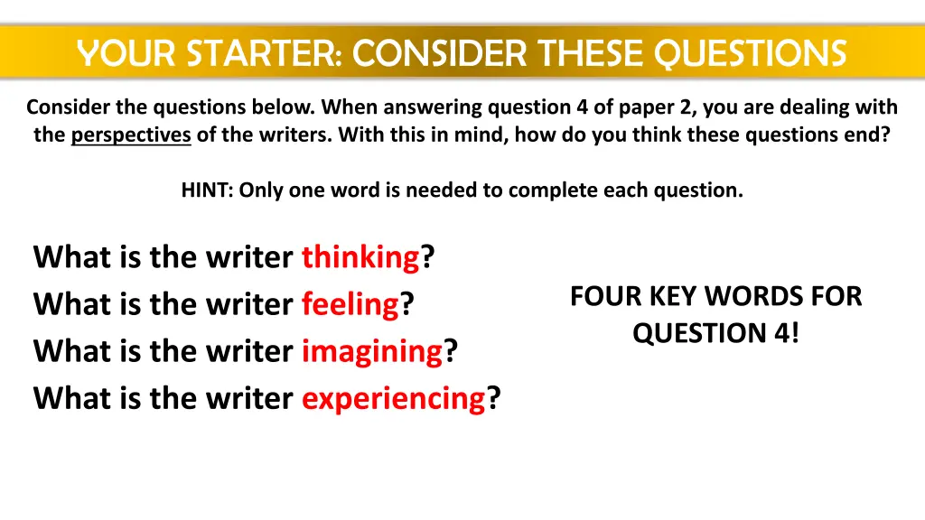 your starter consider these questions 1