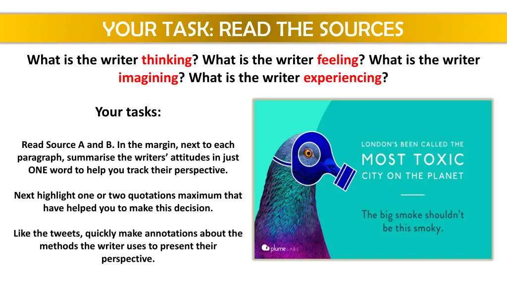 your task read the sources