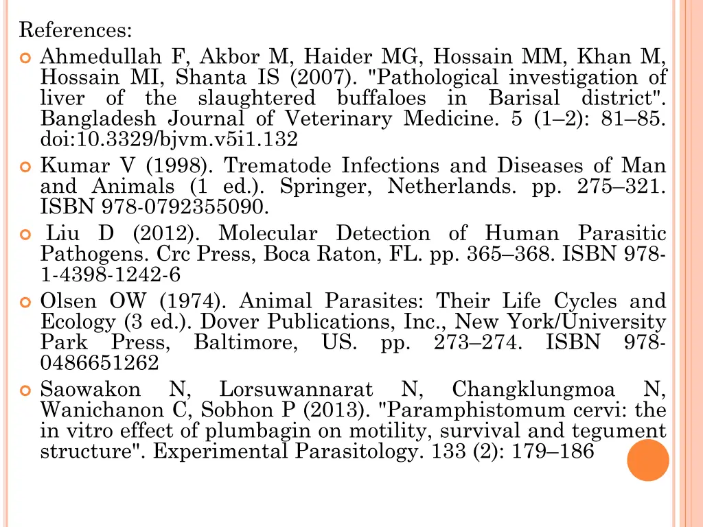 references ahmedullah f akbor m haider mg hossain