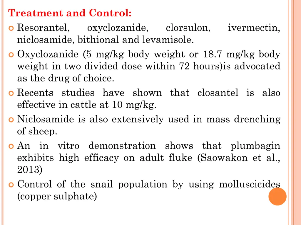 treatment and control resorantel niclosamide