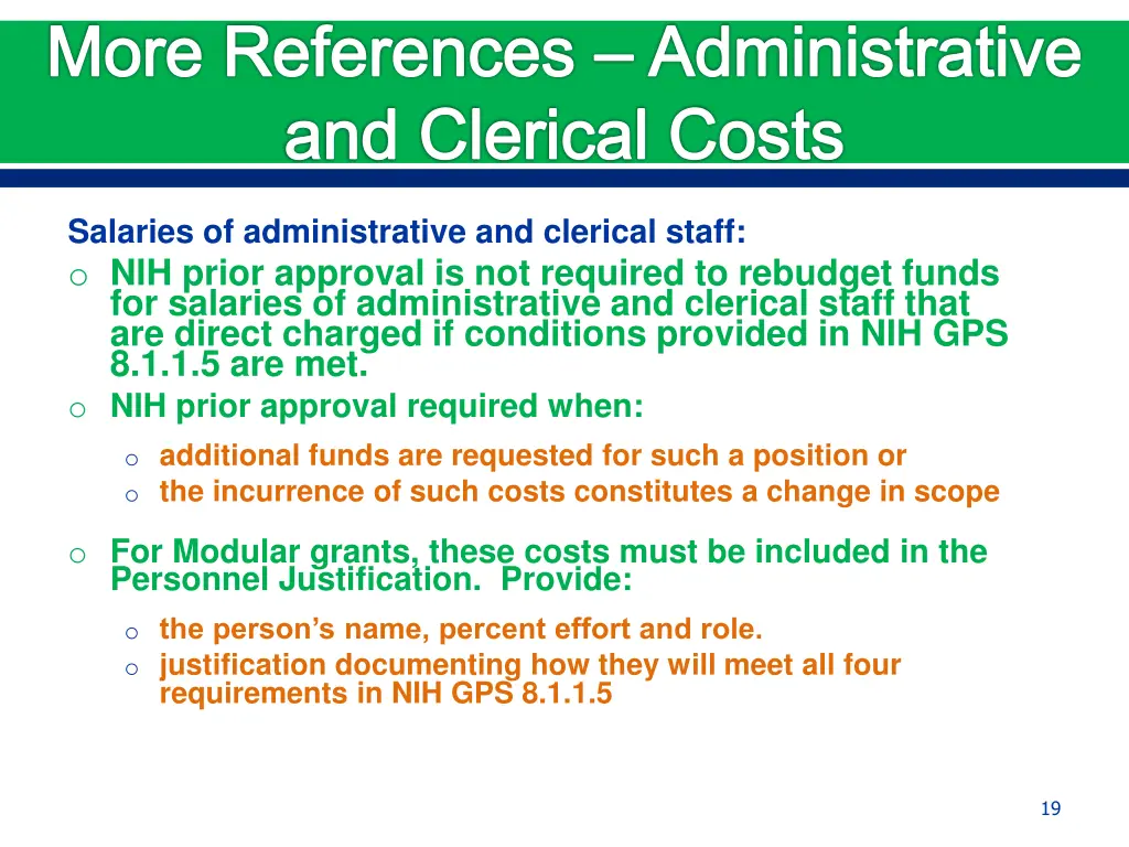 more references administrative and clerical costs