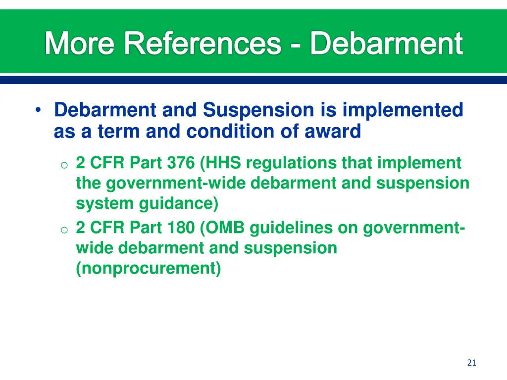 more references debarment