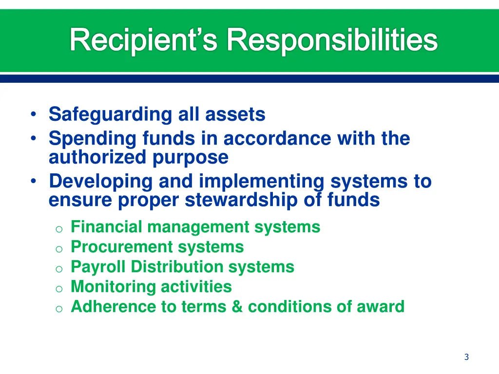 recipient s responsibilities