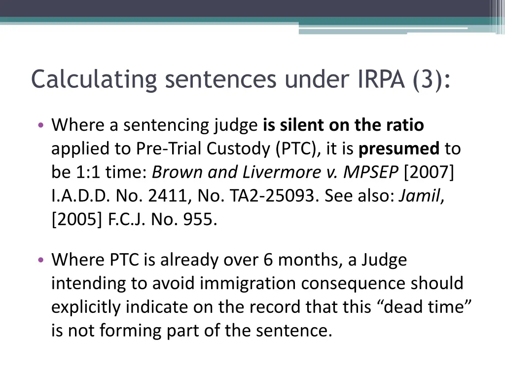 calculating sentences under irpa 3