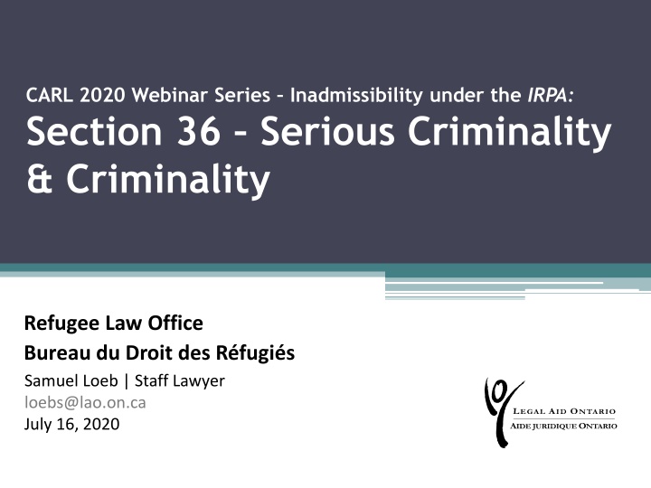 carl 2020 webinar series inadmissibility under