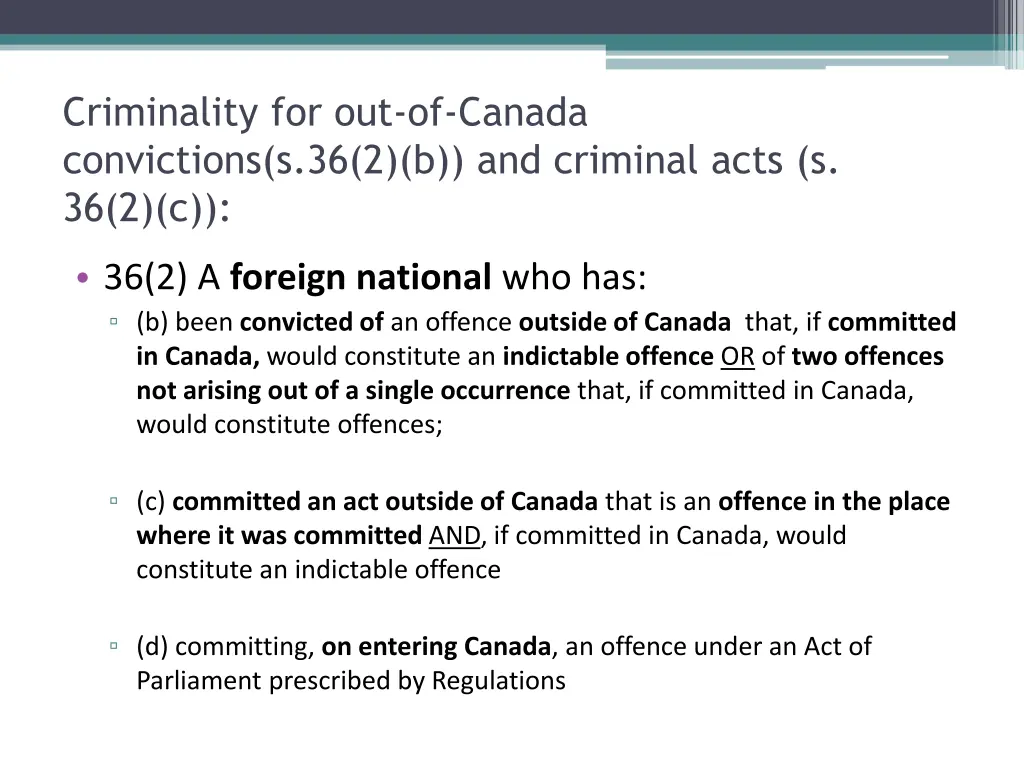 criminality for out of canada convictions