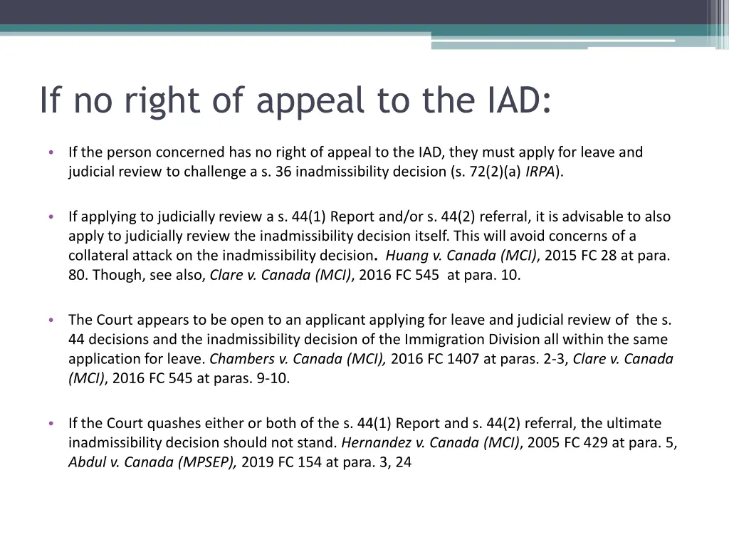 if no right of appeal to the iad