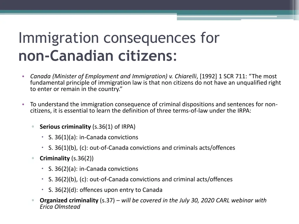 immigration consequences for non canadian citizens