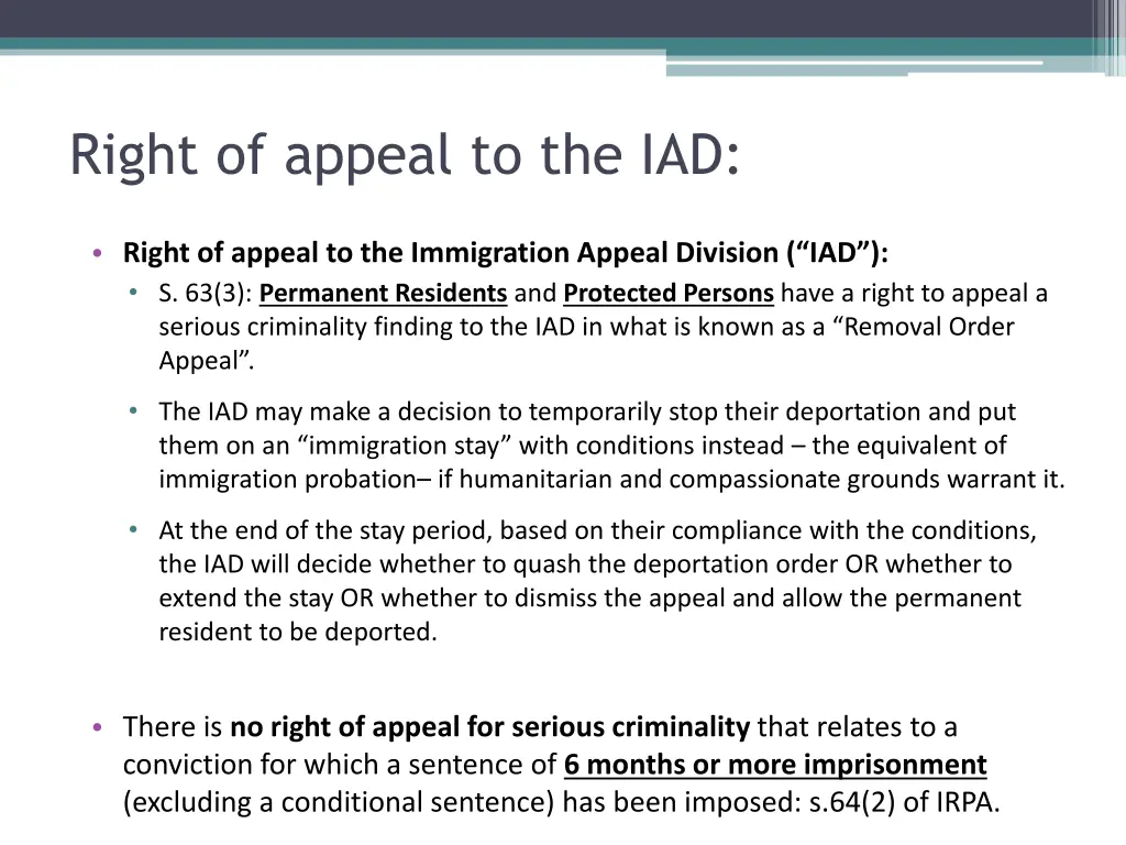 right of appeal to the iad