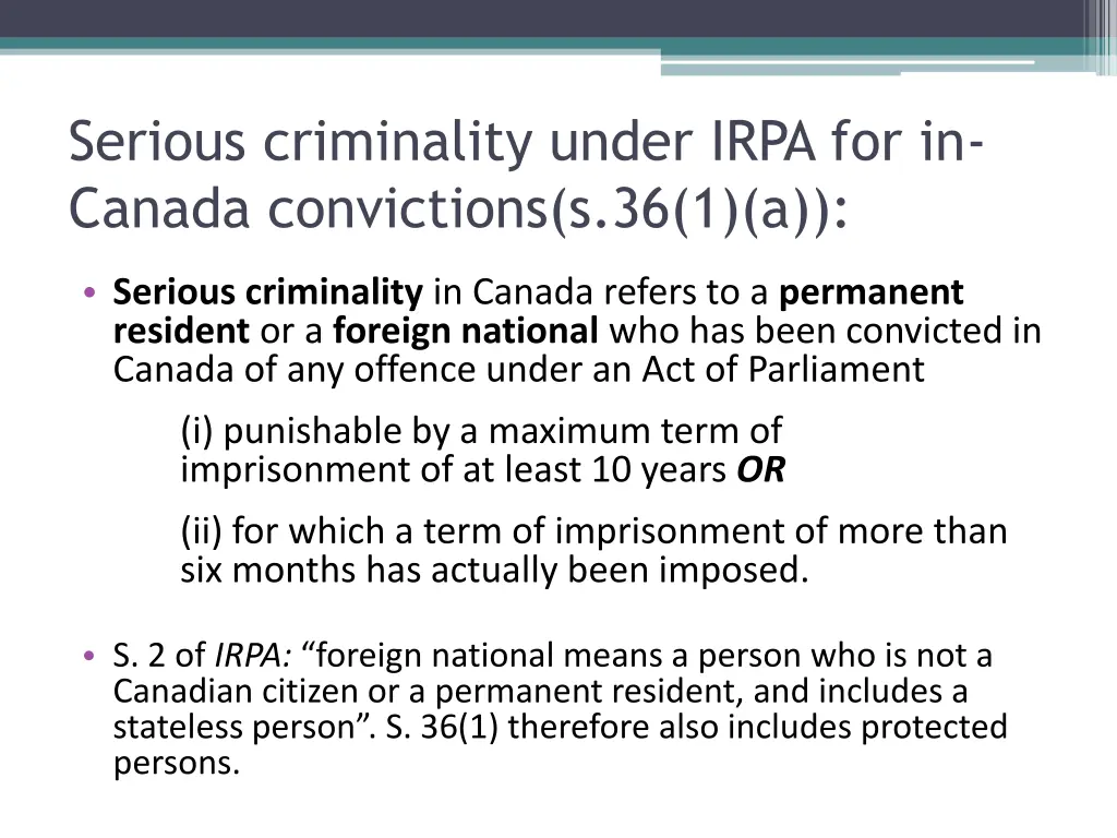 serious criminality under irpa for in canada