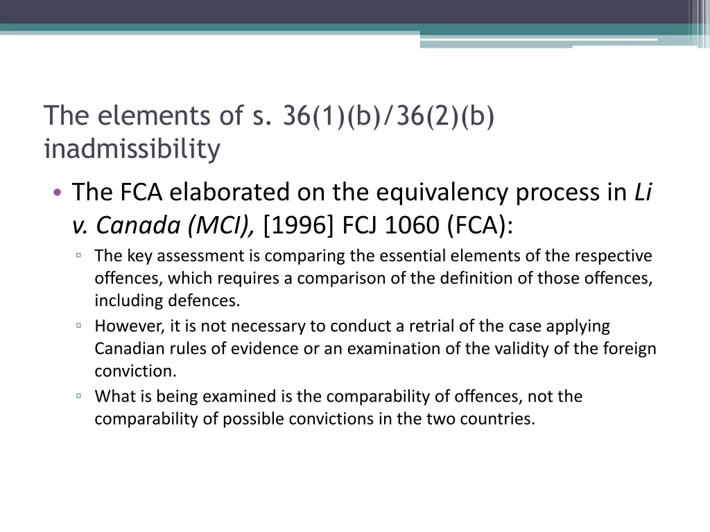 the elements of s 36 1 b 36 2 b inadmissibility 1