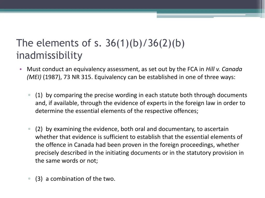 the elements of s 36 1 b 36 2 b inadmissibility